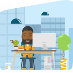 illustration homme devant ordinateur